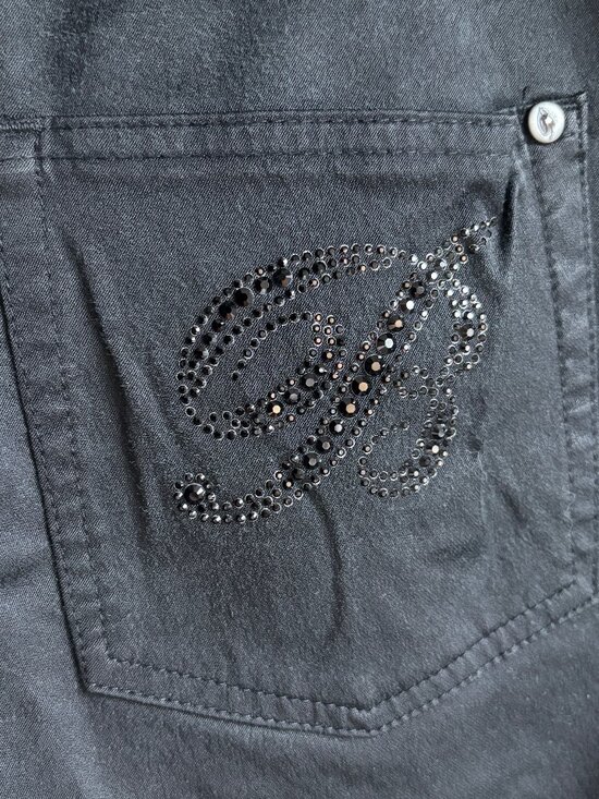 Blumarine Denim - Blumarine Black Rhinestone Crystal Monogram Slim Jeans - IT 46 (US 10)